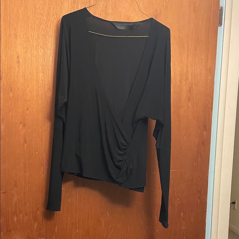 Norma Kamali Black Draped Blouse